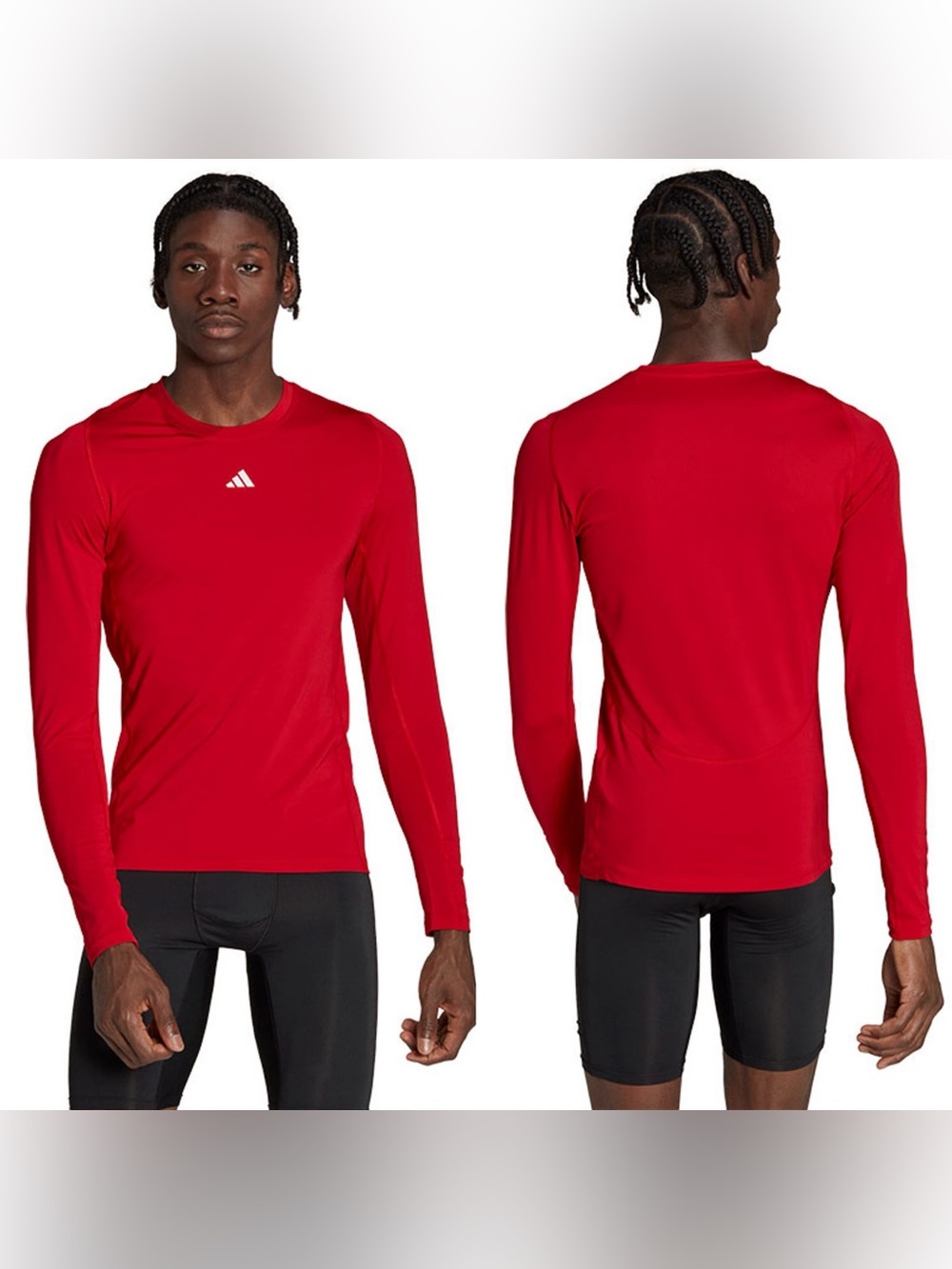 Adidas Men’s Team Power Red 2 TechFit Long Sleeve T-Shirt L